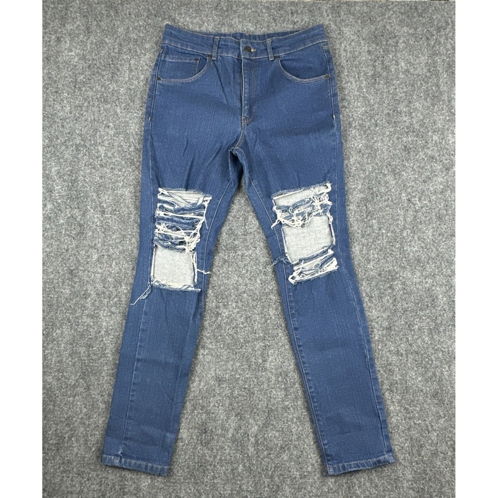 Ragged Priest Jeans Women's Size 32 Dark Wash Shredded Knee